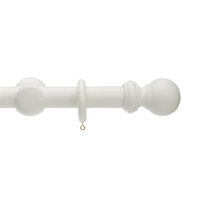 Keswick Wooden Complete Curtain Pole and Hardware Set, 3.5cm H x 360cm W x 3.5cm D, Linen White