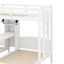 Lit superposé en bois avec bureau et tablettes de rangement, lit superposé triple 3 en 1 avec lampe de lecture à DEL-935423403