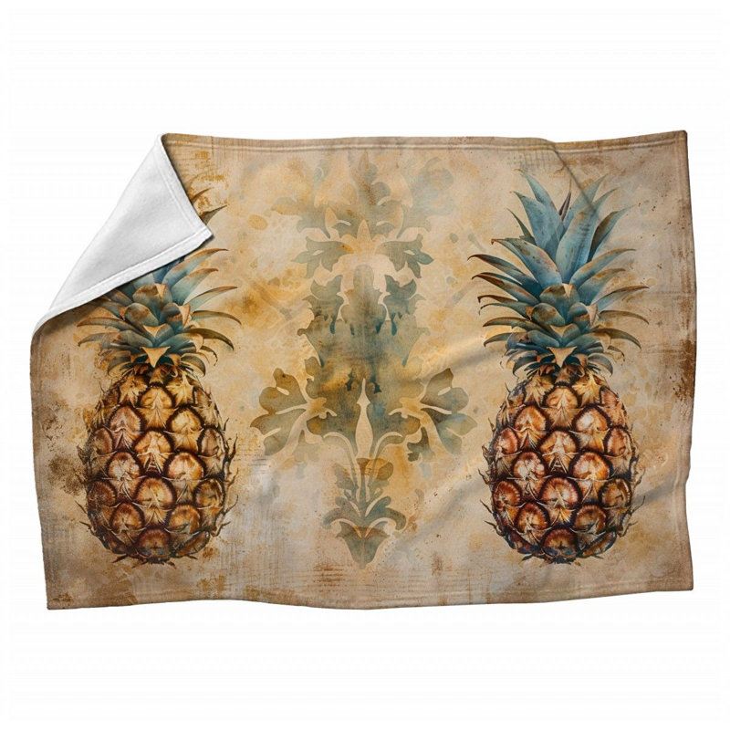 Jeté en molleton Pineapples - Couvertures tropicales chaudes et douces - Jeté pour canapé, lit et chaises, L 60 po x L 80 po