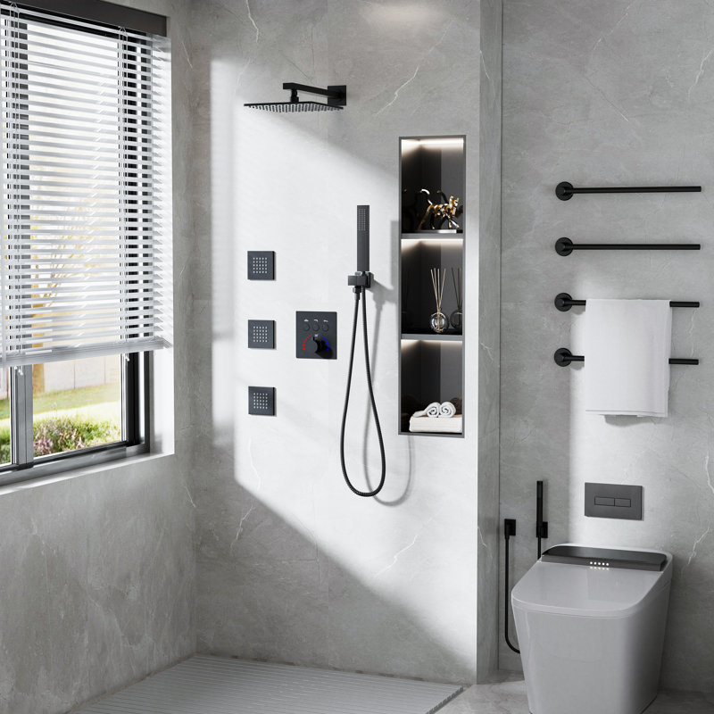 All-In-One Kit with Rough in-Valve, Matte Black