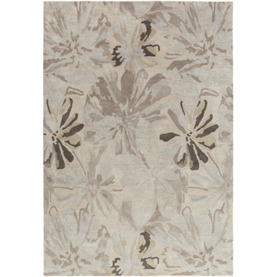 Elsberry Oriental Hand-Tufted Wool Light Gray Area Rug