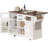54.9" Kitchen Island with Drop Leaf, Power Outlet, Kitchen Storage Cart with 4 Door Shelves, Cross Barn Doors & Visual Glass Door, Rolling Kitchen Island on 4 Wheels for Kitchen, Dining Room,White-1662703629
