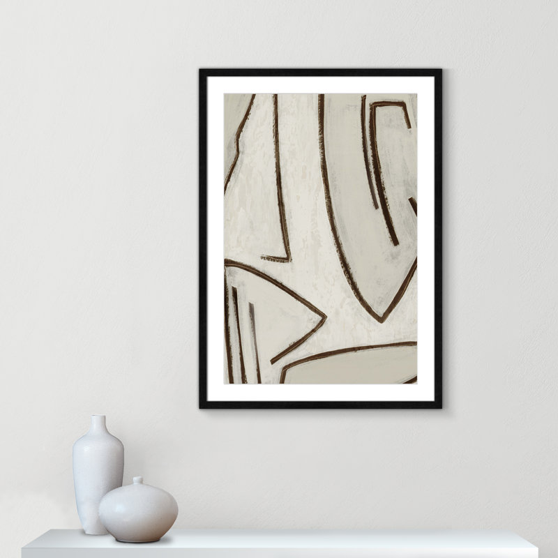 Dessin au trait - Peinture encadrée, Encadré bois noir, L 25,5 po x H 35,5 po