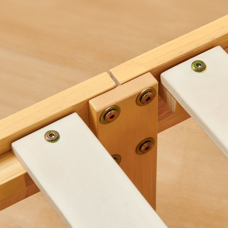 Structure de lit plateforme en bois massif de 12 pouces, structure de lit en bois sans sommier, Jaune, Grand lit