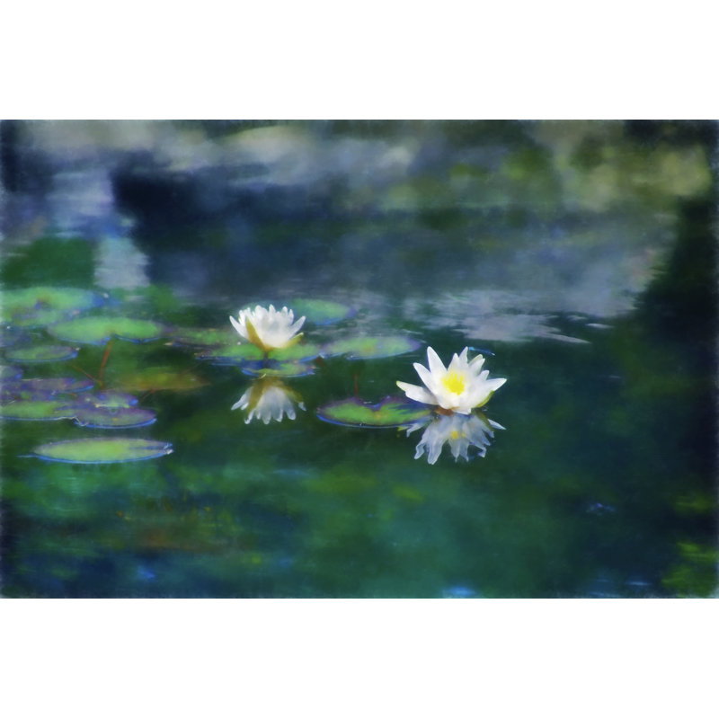 Digital Art Paint, Pink Water Lily On The Garden Pond - Wrapped Canvas Print, 20cm H x 30cm W x 3.8cm D