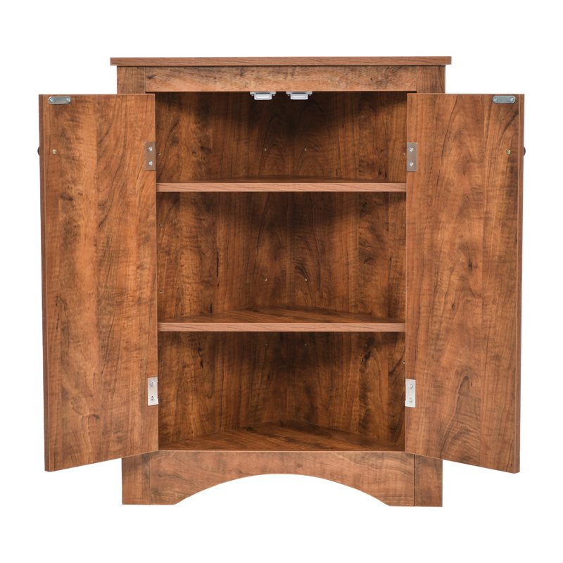 Brown Triangle Storage Cabinet With Adjustable Shelves, High - Quality , Metal Hardware, Falling, Suitable For Pantry And Corridor Brown, Material, Ample Space Snacks Fruits,
