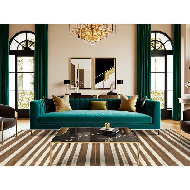 Washable Oak White Striped Area Rug, Square 8'