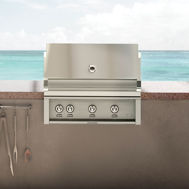 36" Built-In Grill, 3 Trellis Burners, Rotisserie, Natural Gas