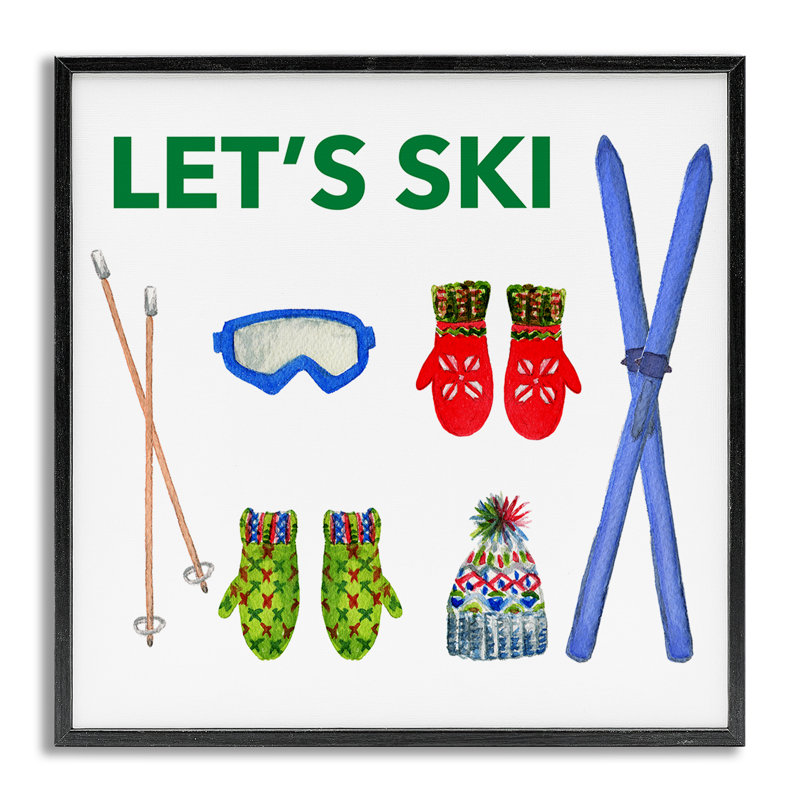 «Let's Ski on White», estampe numérique par Melissa Hyatt, H 12 po x l 12 po, Estampe numérique Farmhouse