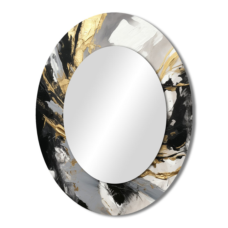 Mystery Awakening I - Black Modern Oval Wall Mirror, 43" x 33"