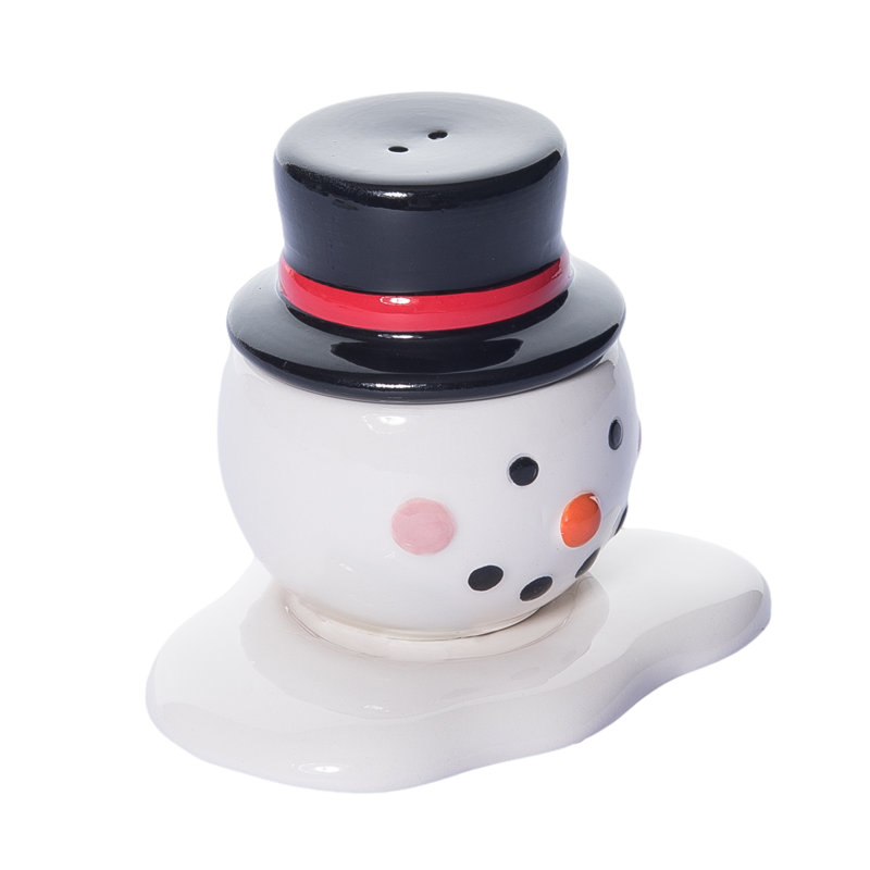 Ensemble de 3 salières et poivrières multicolores bonhomme de neige fondue et multicolore Transpac Dolomite