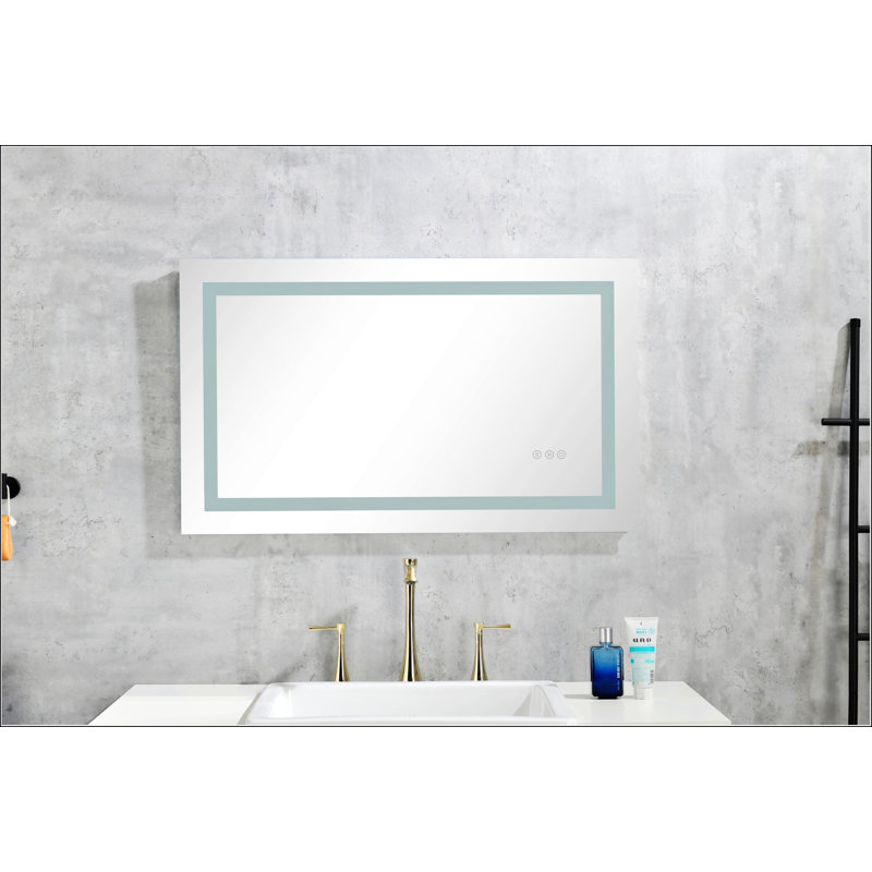 Miroir de salle de bain à DEL avec éclairage avant et arrière, à intensité variable, antibuée, mémoire, 3 couleurs