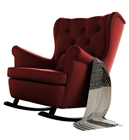 Yancheva Rocking Chair, Amor Velvet 4306 Red Chenille
