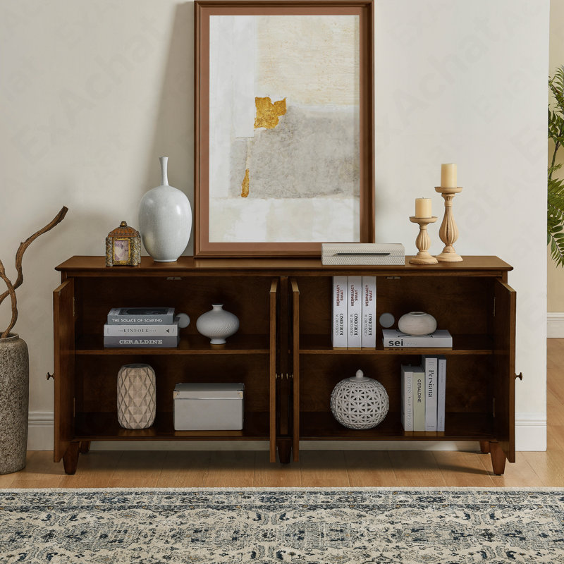 Buffet 65,2 "Mid-Century avec buffet et rangement, Noyer