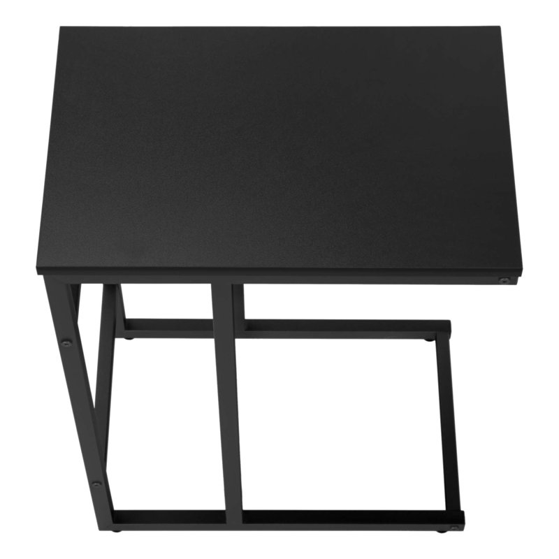 Contemporary C-Shaped Accent Table, Ideal for Living Room and Bedroom, with Laminate Top and Metal Base, Black