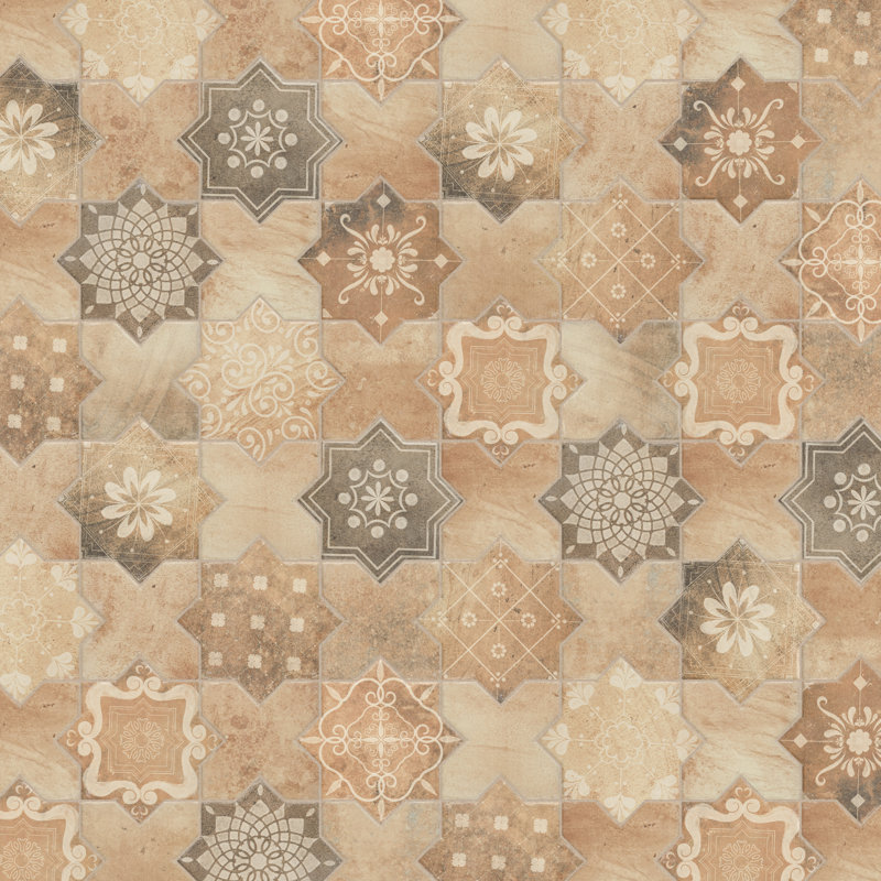 Tech Land Star & Cross Fire 6" x 12" Porcelain Singular Wall Floor Use Tile