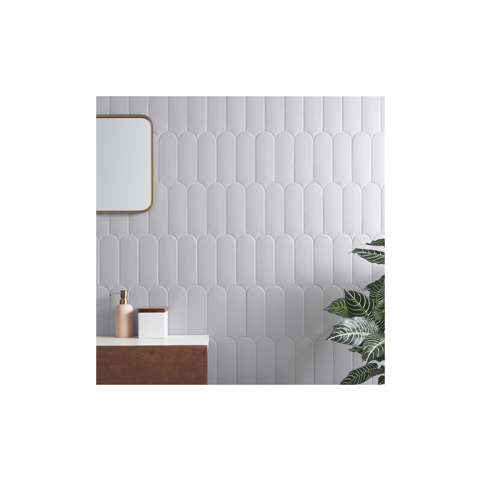 Airy 2.83 in. x 7.67 in. Fishscale Matte Ceramic Wall Tile (5.15 Sq. Ft. / Case), Mist Gray
