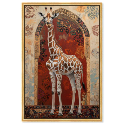 Girafe sur toile, art floral élégant par Art Remedy