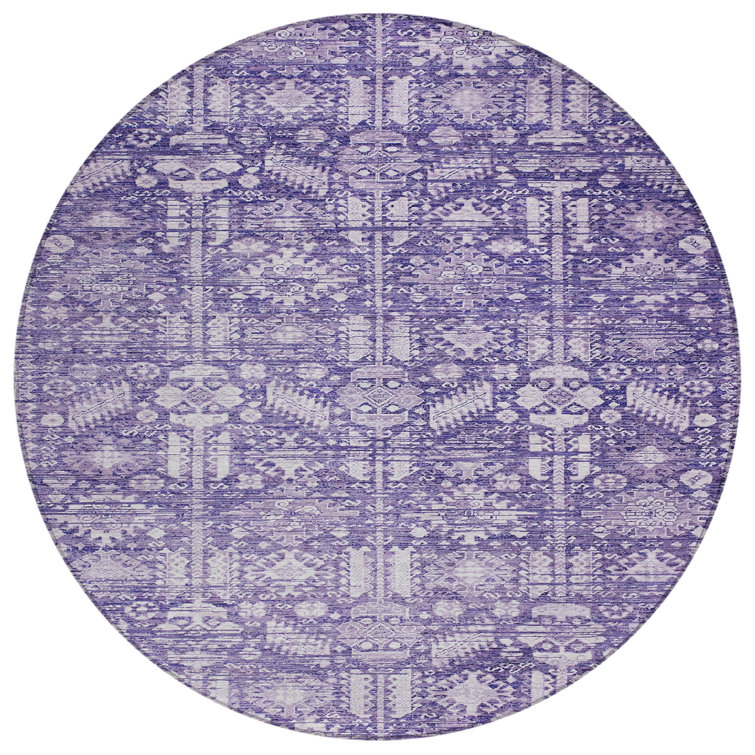 Machine Washable Indoor/Outdoor Xhevrie Purple Rug