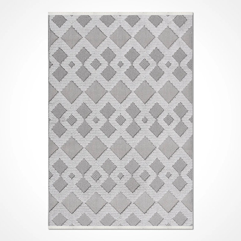 Tapis en polyester moderne gris Ebel résistant aux taches et facile à nettoyer, 2,6 pi x 10 pi
