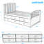 Structure de lit simple en pin massif, 6 tiroirs, finition, 10 lattes, taille avec rangement en bois de pin, limite de 200 lb, couleur pour le style maison