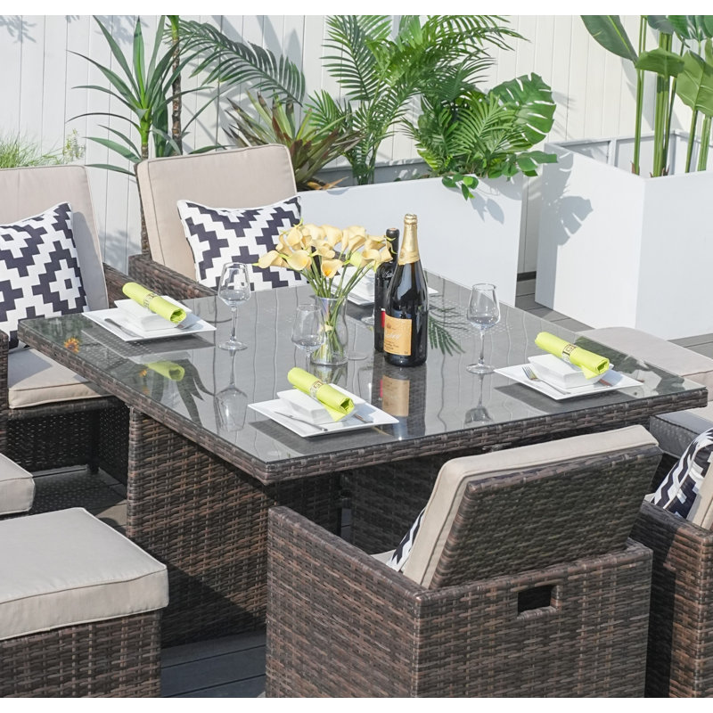 Square Outdoor with Umbrella Hole Dining Table - 125 cm W 125 cm D