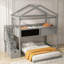 Lit superposé simple au-dessus d'une chambre double avec escalier de rangement et tableau noir Dreamy-331827475