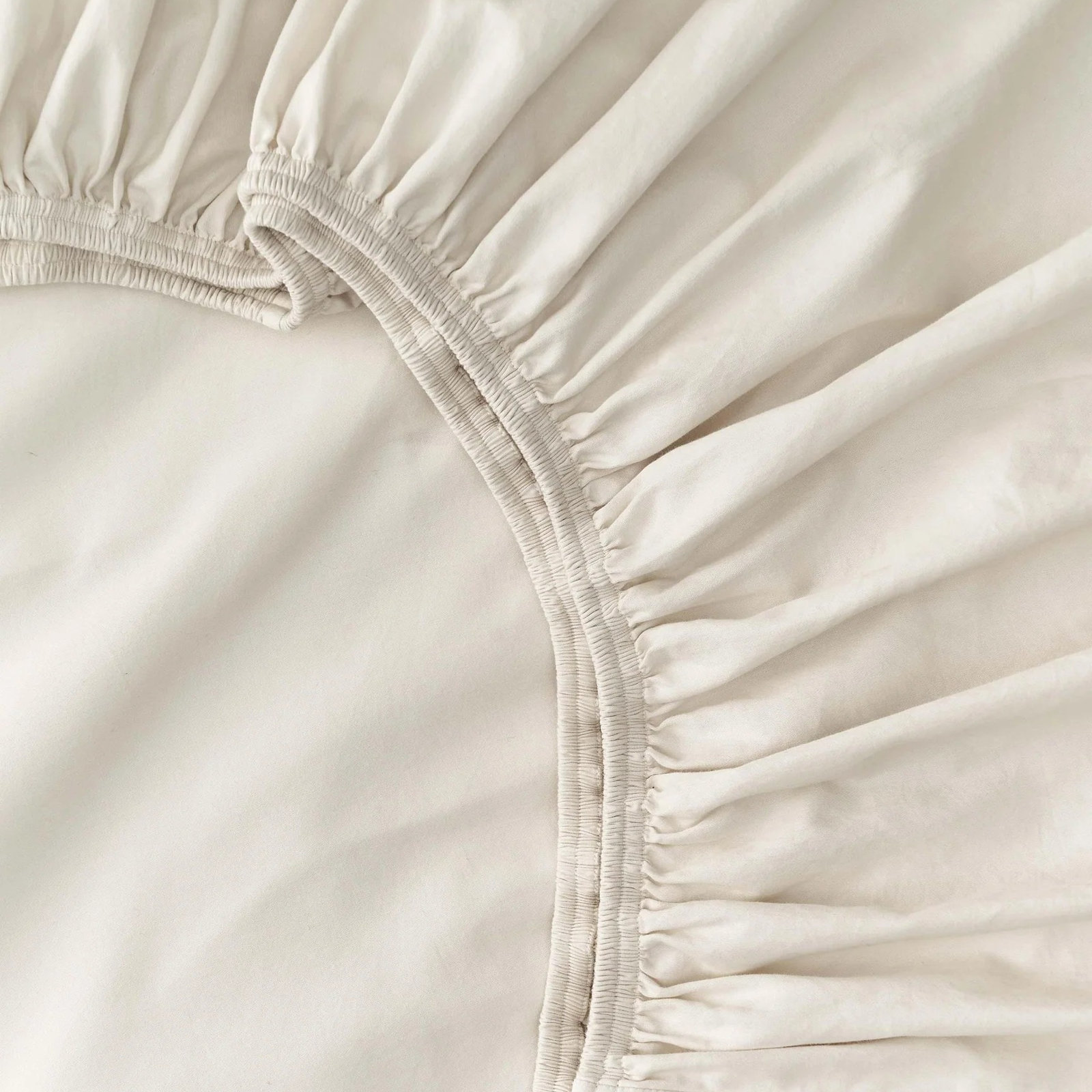 Double Stitch 100% Cotton Sheet Set, Queen Sheet Set with 2 Pillowcases, Coconut Milk