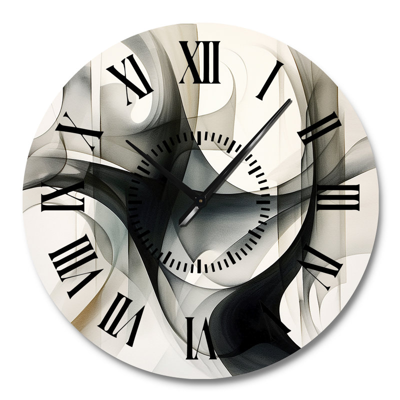 Horloge murale abstraite à motif géométrique moderne abstrait noir, Grand
