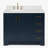 Freitas 42'' Solid Wood Single Bathroom Vanity in Midnight Blue with 1.5'' Carrara White Quartz Top, Left Offset, Oval Sink-2109312535-2134140394-2134140389