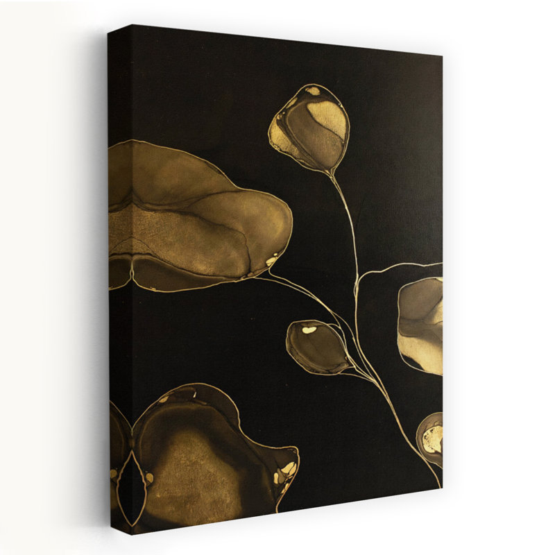 «Black and Botanicals Abstract Elegant Minimalist Flower Nature», reproduction d'art murale, H 36 po x l 24 po