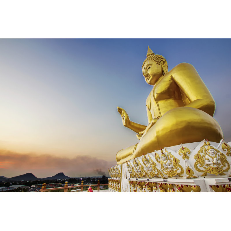 Buddha Sculpture - Wrapped Canvas Print, 81cm H x 122cm W x 3.8cm D
