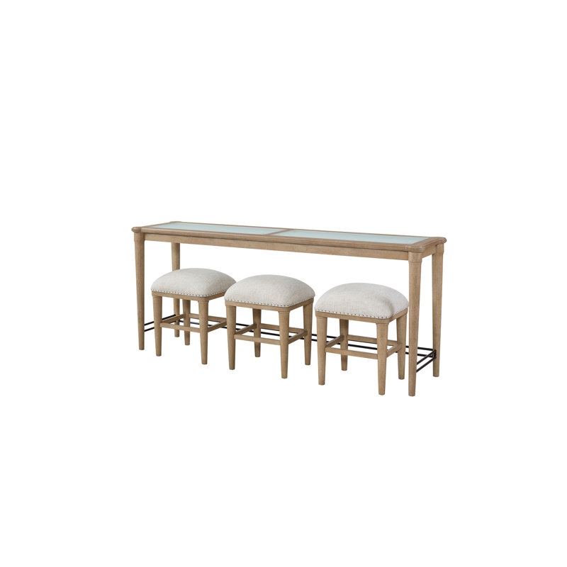 Console en verre givré avec 3 tabourets