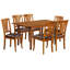 Ensemble de table de salle à manger 7 pièces composé d'une table de salle à manger rectangulaire avec rallonge papillon et 6 chaises de salle à manger en similicuir brun-1792733603-1875208585