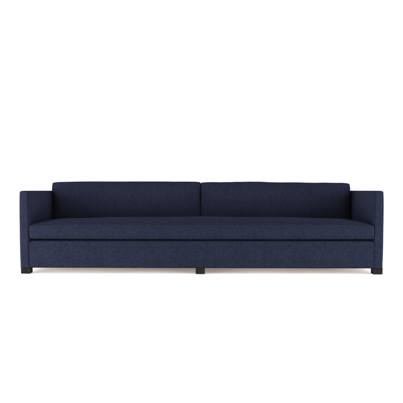 Canapé Madison, Velours moelleux imprimé bleu, H 33 po x l 72 po x P 41 po, Brun foncé