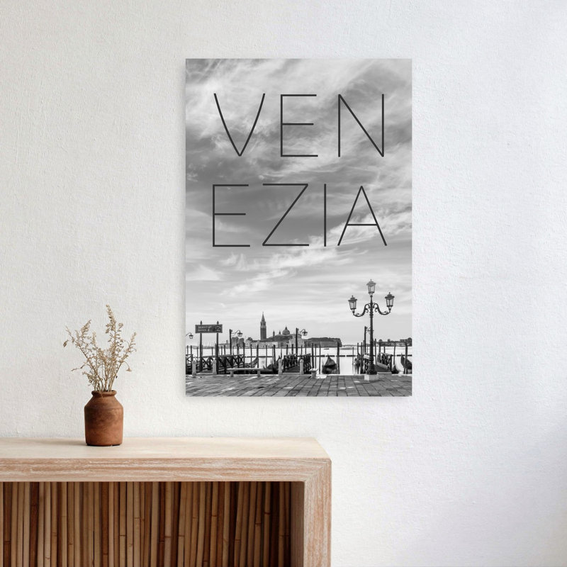 Paysage urbain de Venise, gondole, art abstrait minimaliste, art mural, H 24 po x l 16 po