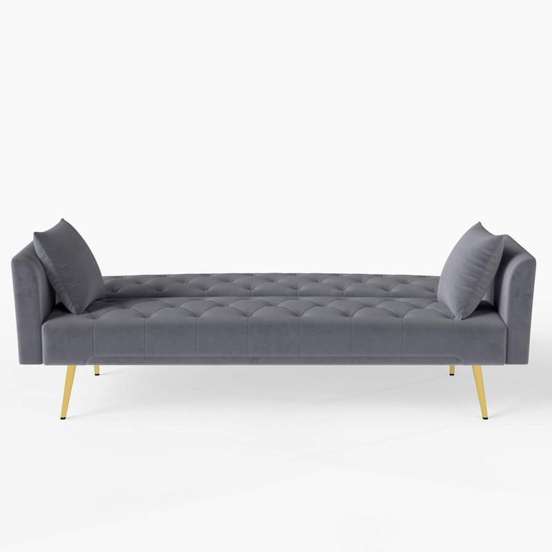 Canapé-lit pliable en velours gris de 72 pouces, style rétro américain, pour petits salons en velours, multi-fonctionnels
