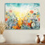 Art mural rétro avec fleurs printanières vibrantes - fleurs sauvages