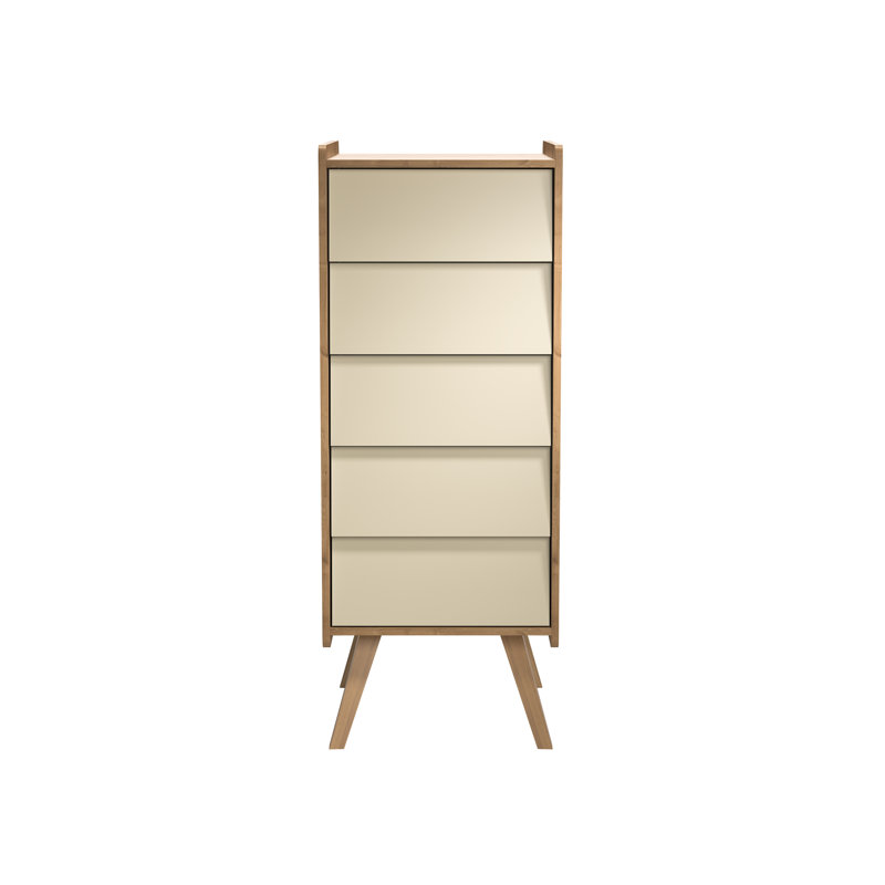 Antoine Kids 5 - Drawer Chest, Light Brown/Yellow