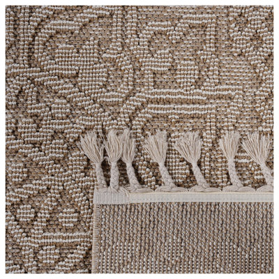 Tapis intérieur / extérieur beige en polypropylène à motif de médaillons pour animaux de compagnie Guros