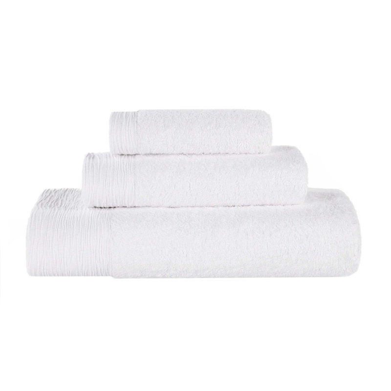 Rayon From Bamboo Cotton Blend Eco-Friendly Hypoallergenic Soft Solid Towel Set, White, 3 Piece Towel Set