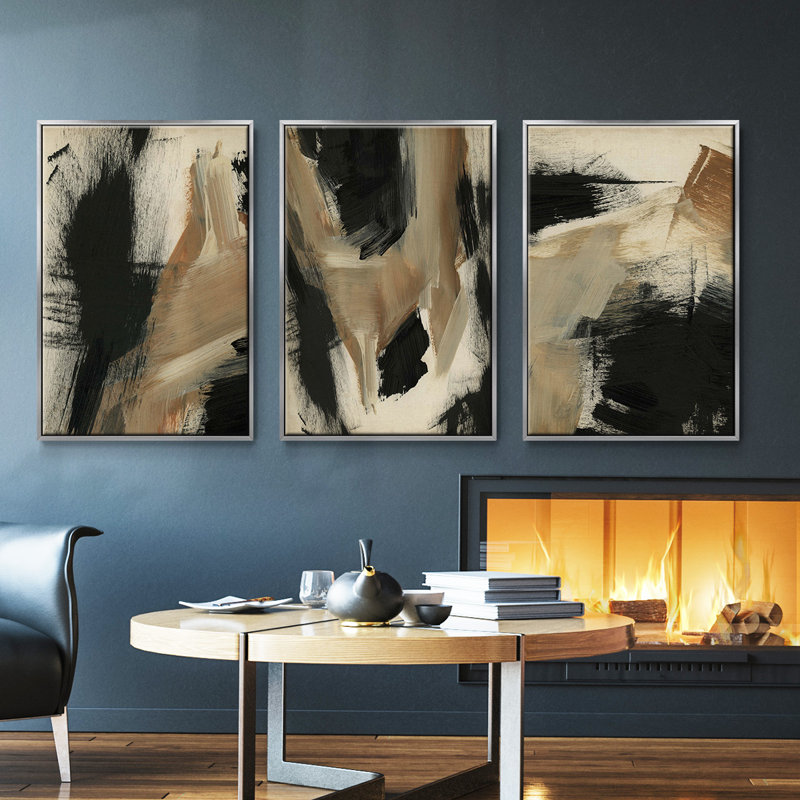 Paintstrokes I 3 pièces, Argent, H 36 po x l 72 po