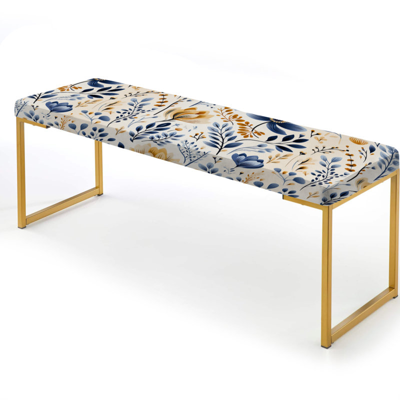 Banc floral rembourré or, Exum Floral