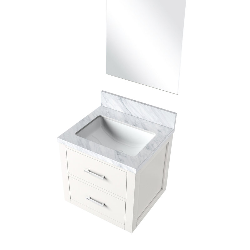 18 po Meuble-lavabo blanc D avec comptoir en acrylique et miroir - structure en bois massif, Blanc