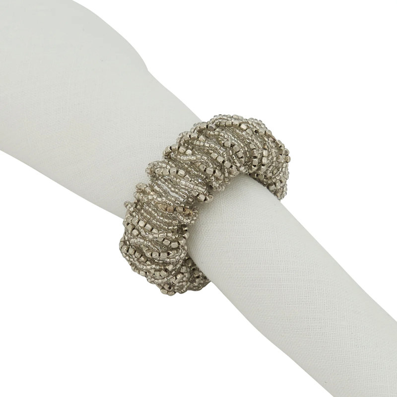 Perles de verre, porte-serviette en fer, Argent