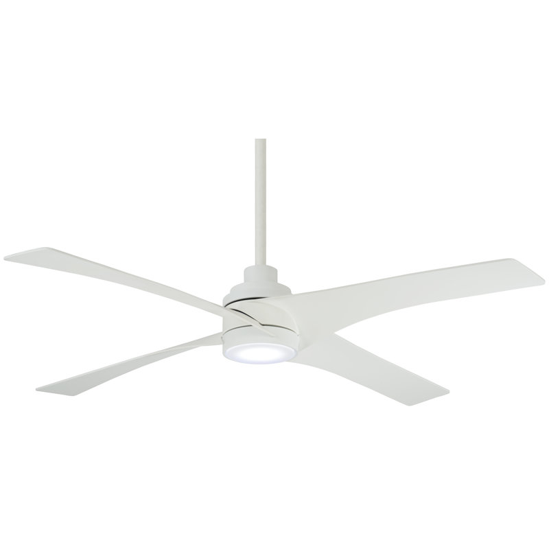 56'' 4 - Blade LED Standard Ceiling Fan with Light Kit Included, White