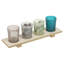 4 Piece Wood Tabletop Tealight Holder Set