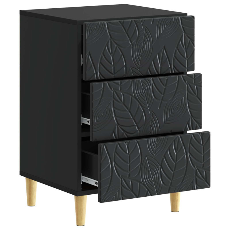 43cm W Composite Bedside Table, Black