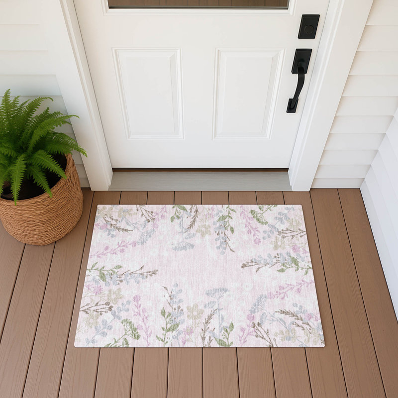 Machine Washable Indoor/Outdoor Chantille ACN2334 Floral Rug, Rectangle 1'8" x 2'6"