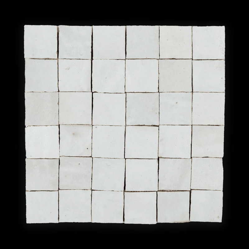 Carrelage mural carré en mosaïque noire 2 po x 2 po Petunia Zellige, Noir